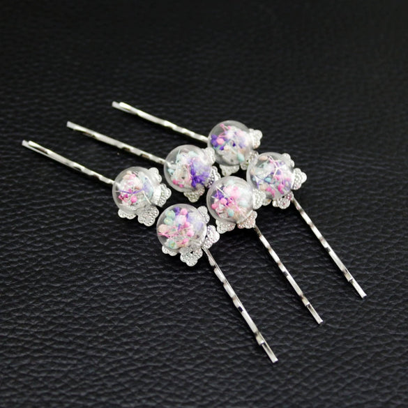 Hair Clip Glass Glaze Handmade Star Dried Flower Design For Women And Unisex