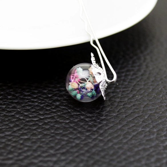 Hair Clip Glass Glaze Handmade Star Dried Flower Design For Women And Unisex