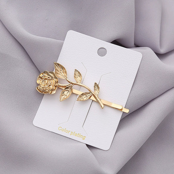 Hair Clip Gothic Retro Art Style Golden Floral Letter Hair Accessories