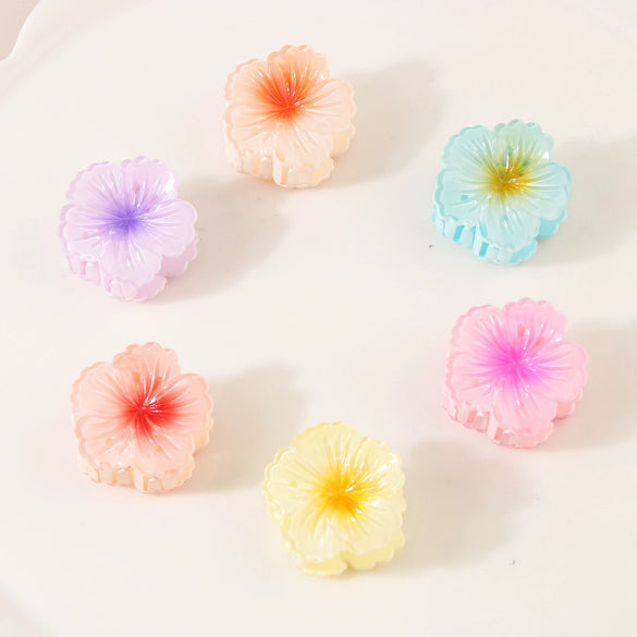 Hair Clip Plastic Resin Curly Heart Flower Paint Style For Women