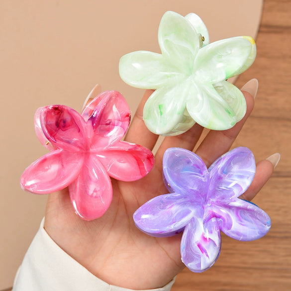 Hair Clip Plastic Resin Plumeria Pattern Baking Paint Style Simple
