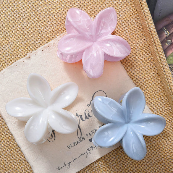 Hair Clip Plastic Resin Plumeria Pattern Baking Paint Style Simple