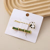 Hair Clip Set Alloy Electroplated Bamboo Leaf Panda Duckbill Style Unisex