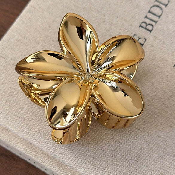 Hair Clip Silver Gold Flower Patterned Painted Women's Hair Accessory