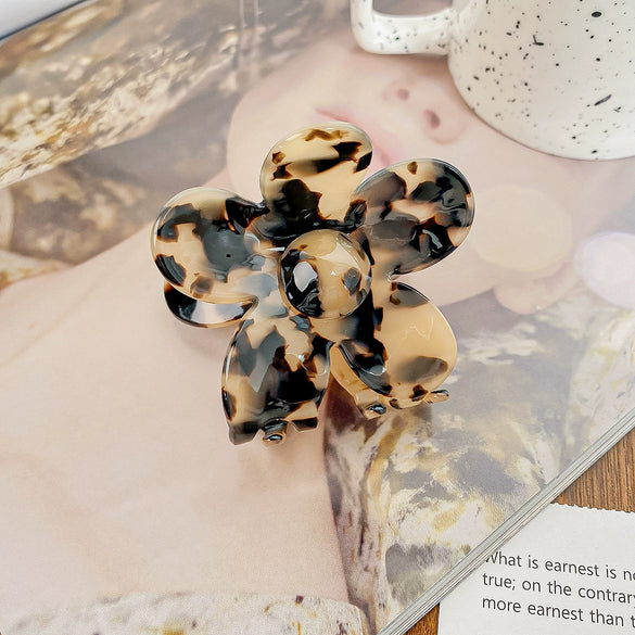 Hair Grab Clip Acetic Acid Material Plant Flowers Pattern Handmade For Women