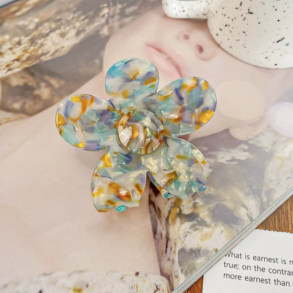 Hair Grab Clip Acetic Acid Material Plant Flowers Pattern Handmade For Women