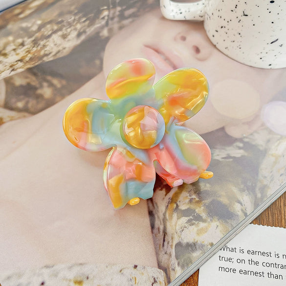 Hair Grab Clip Acetic Acid Material Plant Flowers Pattern Handmade For Women