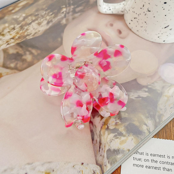 Hair Grab Clip Acetic Acid Material Plant Flowers Pattern Handmade For Women
