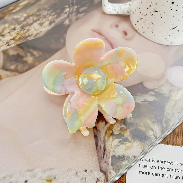 Hair Grab Clip Acetic Acid Material Plant Flowers Pattern Handmade For Women