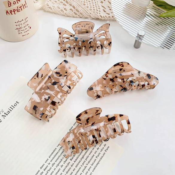 Hair Grab Clip Acetic Acid Plate Simple Style Leopard Print Handmade