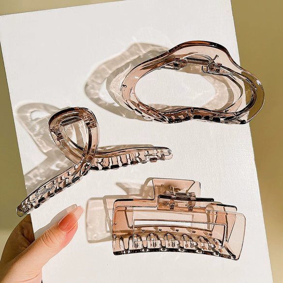 Hair Grab Clip Plastic Resin Leopard Print Electroplated Highend Women's Hair Accessories