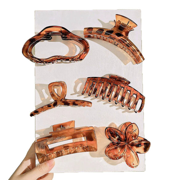 Hair Grab Clip Plastic Resin Leopard Print Electroplated Highend Women's Hair Accessories