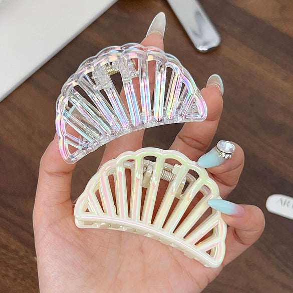 Hair Grab Clip Plastic Resin Semicircle Fan Shaped Baking Paint Headwear