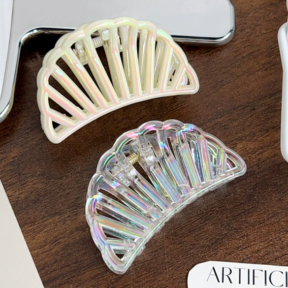 Hair Grab Clip Plastic Resin Semicircle Fan Shaped Baking Paint Headwear