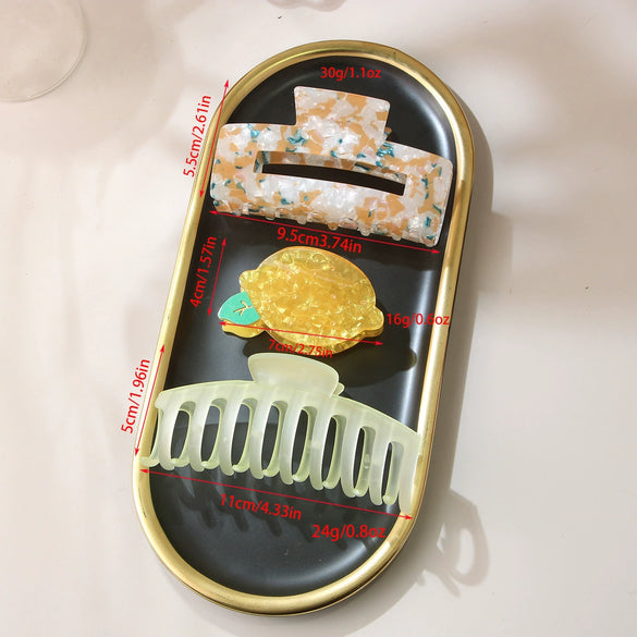 Hair Grab Clip Threepiece Set Acetic Acid Light Luxury Style Baking Paint