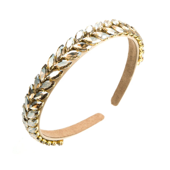 Hair Hoop Headband Glass Diamond Leaf Simple Women's Hair Accessories