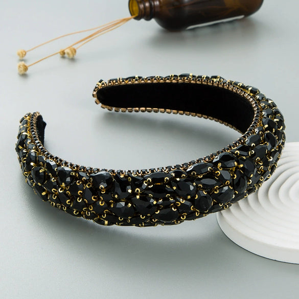 Hair Hoop Headband Handmade Rhinestone Gem Fabric Hair Accessories