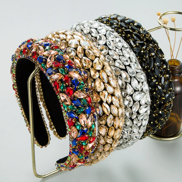 Hair Hoop Headband Handmade Rhinestone Gem Fabric Hair Accessories