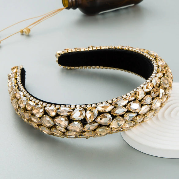 Hair Hoop Headband Handmade Rhinestone Gem Fabric Hair Accessories