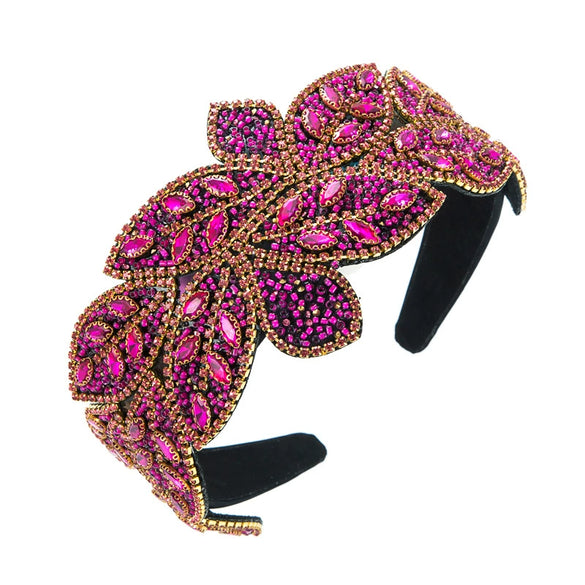 Hair Hoop Rhinestone Leaf Shape Baroque Retro Hair Accessories For Women