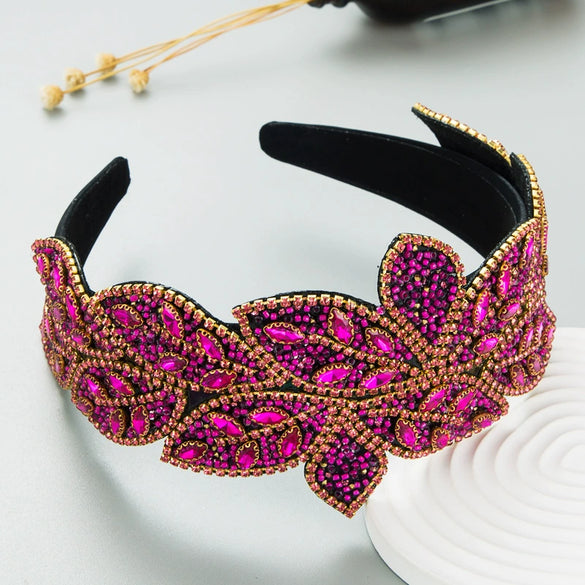Hair Hoop Rhinestone Leaf Shape Baroque Retro Hair Accessories For Women