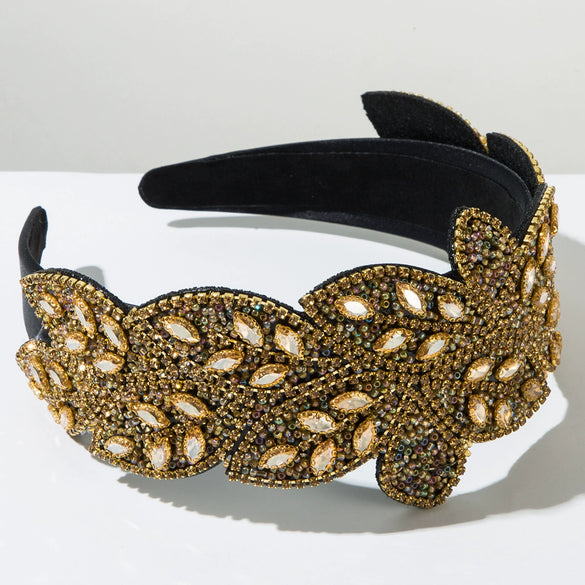 Hair Hoop Rhinestone Leaf Shape Baroque Retro Hair Accessories For Women