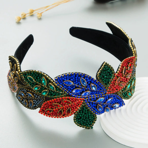 Hair Hoop Rhinestone Leaf Shape Baroque Retro Hair Accessories For Women