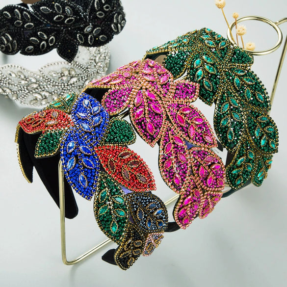 Hair Hoop Rhinestone Leaf Shape Baroque Retro Hair Accessories For Women