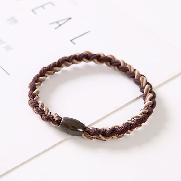Hair Ring Braided Cloth Handmade Geometric Double Color Twist Braid