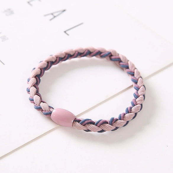 Hair Ring Braided Cloth Handmade Geometric Double Color Twist Braid