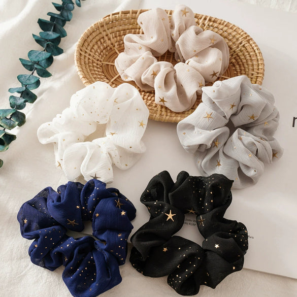 Hair Ring Chiffon Cloth Sweet Star Bow Design Seiko