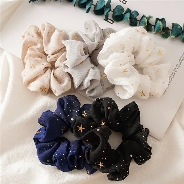 Hair Ring Chiffon Cloth Sweet Star Bow Design Seiko