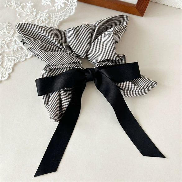 Hair Ring Fabric Black And White Plaid Square Handmade Women's Fashion High Elasticity Hair Accessories