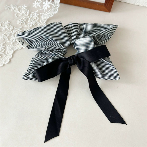 Hair Ring Fabric Black And White Plaid Square Handmade Women's Fashion High Elasticity Hair Accessories