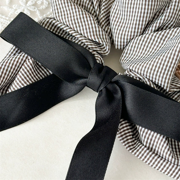 Hair Ring Fabric Black And White Plaid Square Handmade Women's Fashion High Elasticity Hair Accessories