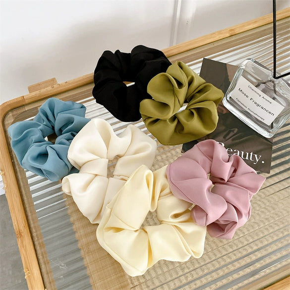 Hair Ring Fabric Doublesided Satin Pig Intestine Style Handmade For Women