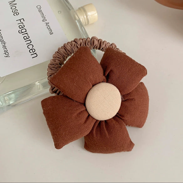 Hair Ring Fabric Flower Bow Drip Glue Handmade Inlaid Simple Hair Accessories For Girls