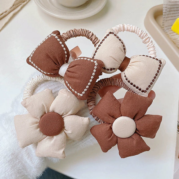 Hair Ring Fabric Flower Bow Drip Glue Handmade Inlaid Simple Hair Accessories For Girls