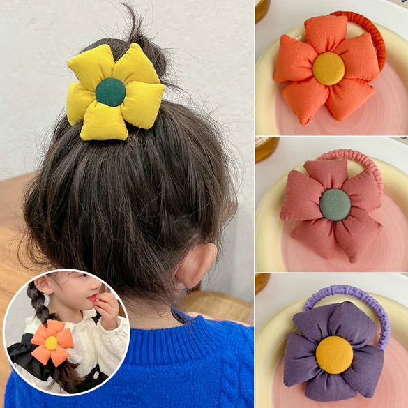 Hair Ring Fabric Flower Bow Drip Glue Handmade Inlaid Simple Hair Accessories For Girls