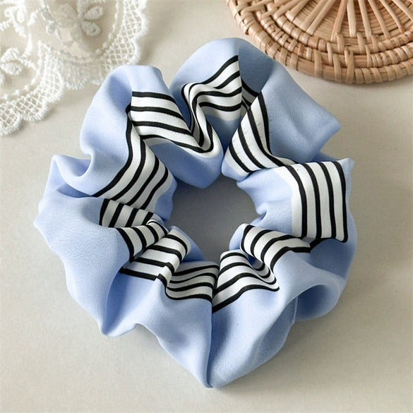 Hair Ring Fabric Handmade Blue Striped Simple Style
