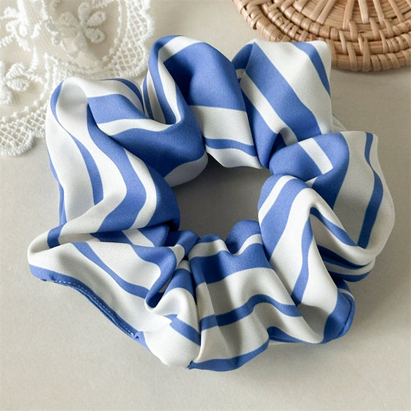 Hair Ring Fabric Handmade Blue Striped Simple Style