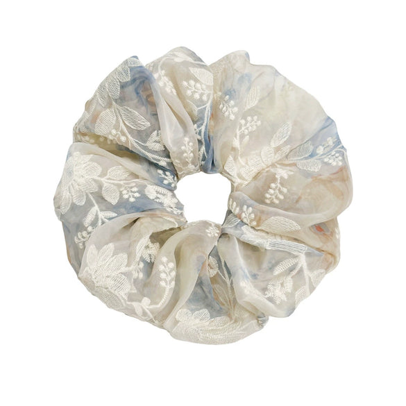 Hair Ring Fabric Handmade Embroidered Flower Design For Women