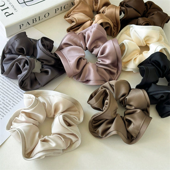 Hair Ring Fabric Handmade French Retro Style With Large Intestine Shape And Fringed Flower Bud Design