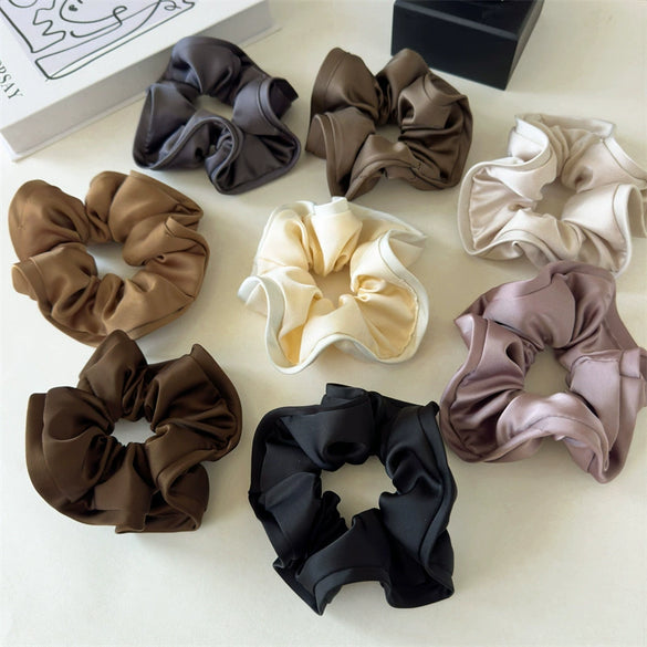 Hair Ring Fabric Handmade French Retro Style With Large Intestine Shape And Fringed Flower Bud Design