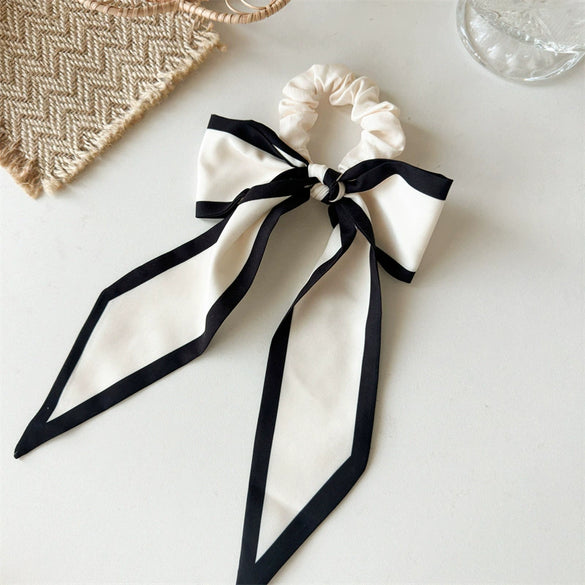 Hair Ring Fabric Handmade Simple Style Black And White Large Bow For Female