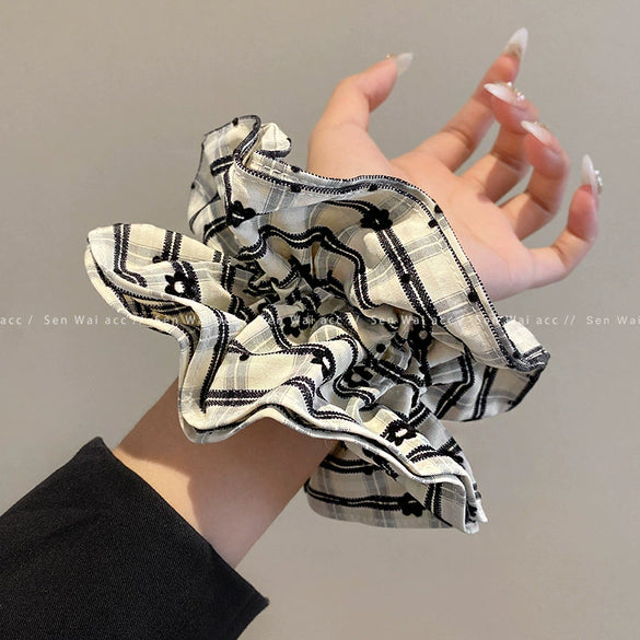 Hair Ring Fabric Handmade Small Fresh Flower Check Style For Women