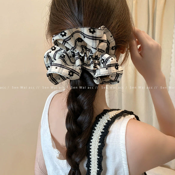 Hair Ring Fabric Handmade Small Fresh Flower Check Style For Women
