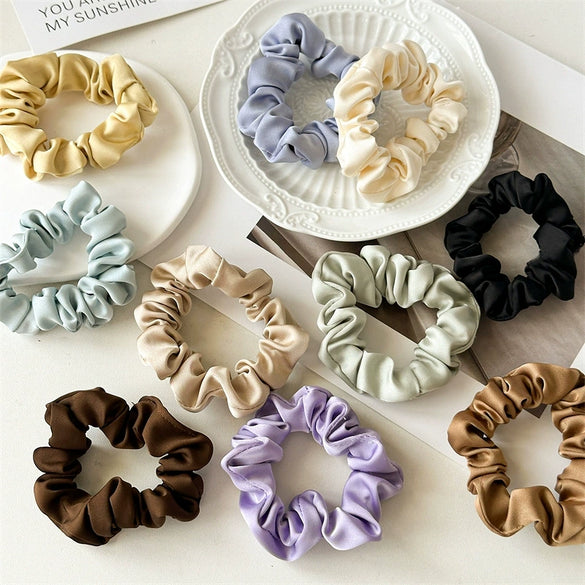 Hair Ring Fabric High Elastic Simple Solid Color Handmade
