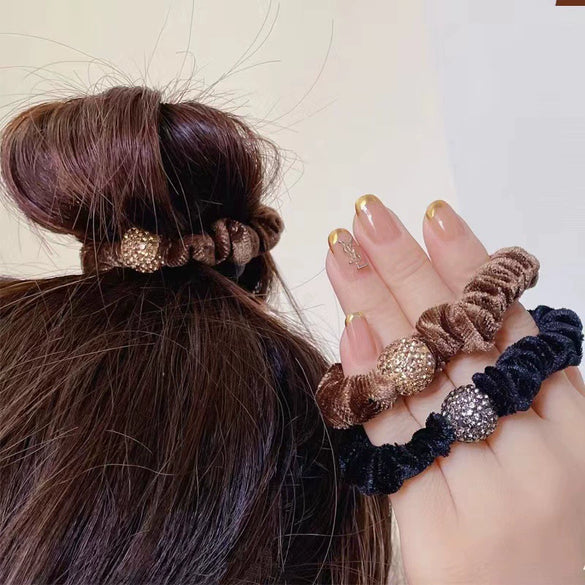 Hair Ring Fabric High Elasticity Diamond Ball Handmade Korean Hair Accessories