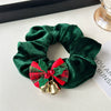 Hair Ring Hair Accessories Christmas Bell Bow Bowknot Sequins Handmade Fabric High Elasticity